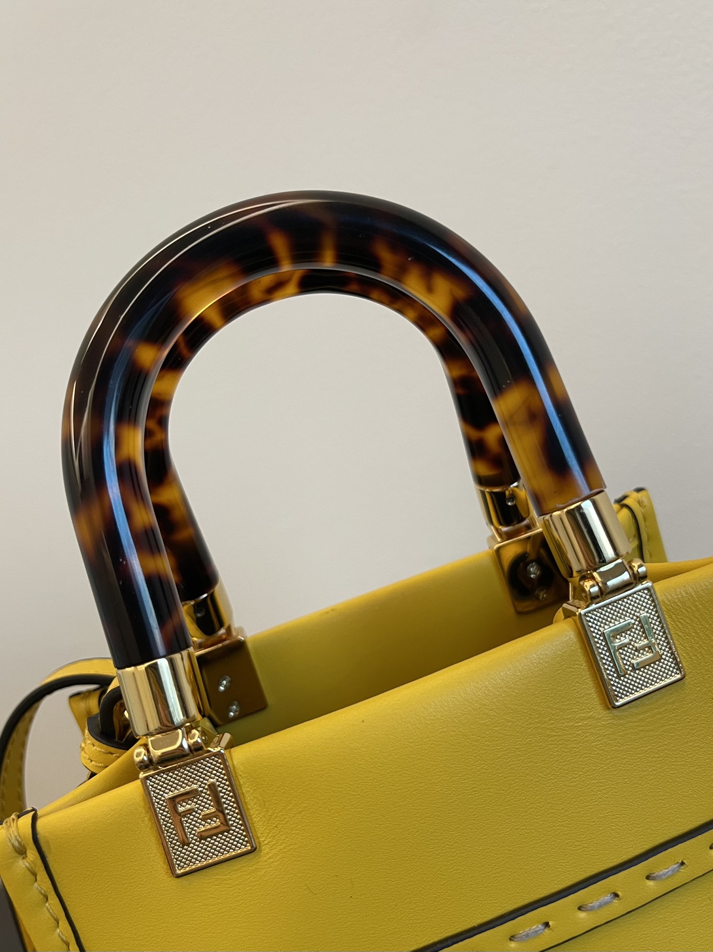 Fendi Mini Sunshine Shopper Lemon Yellow Leather Bag